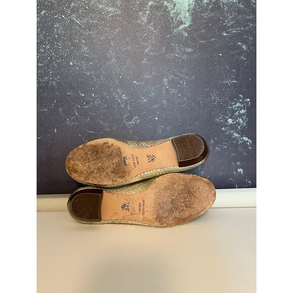 VC Signature Vero Cuoio Gold Snake Embossed Loafers Size 6.5 - Picture 3 of 5